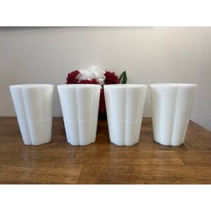 Vintage‎ Ribbed Milk Glass Vases Heavy White Fluted Mid-Century Wedding Decor